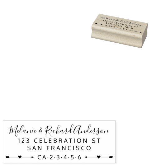 名前をカスタムする結婚の矢印とハート差出人住所 ラバースタンプ (押印)