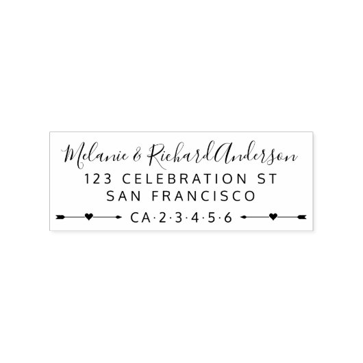 名前をカスタムする結婚の矢印とハート差出人住所 ラバースタンプ (インプリント)