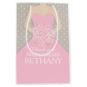 名前をカスタムする結婚の花嫁衣裳ピンクバッグ ミディアムペーパーバッグ (正面)