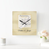 名前をカスタムする結婚の記念日恵み スクエア壁時計 (ホーム)