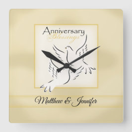名前をカスタムする結婚の記念日恵み スクエア壁時計