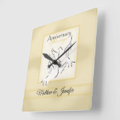 名前をカスタムする結婚の記念日恵み スクエア壁時計 (傾斜)