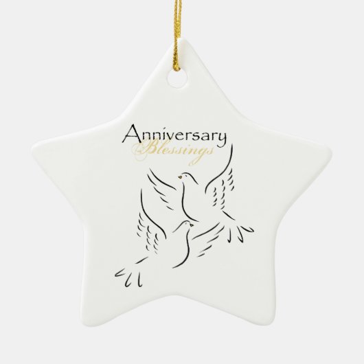 名前をカスタムする結婚の記念日恵み セラミックオーナメント (正面)