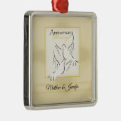 名前をカスタムする結婚の記念日恵み メタルオーナメント (右)