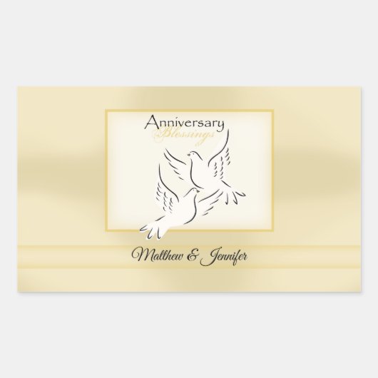 名前をカスタムする結婚の記念日恵み 長方形シール (正面)
