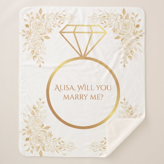 名前をカスタムする結婚提案毛布、提案 シェルパブランケット (正面)