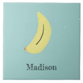名前をカスタムする絵を描バナナオンブルー タイル (正面)