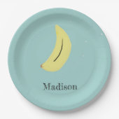 名前をカスタムする絵を描バナナオンブルー ペーパープレート (正面)