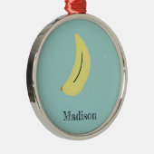 名前をカスタムする絵を描バナナオンブルー メタルオーナメント (右)