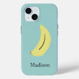 名前をカスタムする絵を描バナナオンブルー iPhone 15ケース