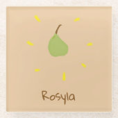 名前をカスタムする絵を描梨(茶色) ガラスコースター (正面)