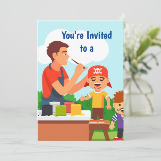 名前をカスタムする絵を描顔/誕生日パーティー 招待状 (スタンド正面)