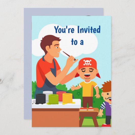 名前をカスタムする絵を描顔/誕生日パーティー 招待状 (正面/裏面)