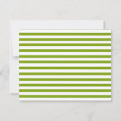 名前をカスタムする緑と白ストライプ色 ノートカード (裏面)