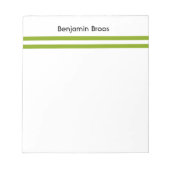 名前をカスタムする緑と白ストライプ色 ノートパッド (正面)