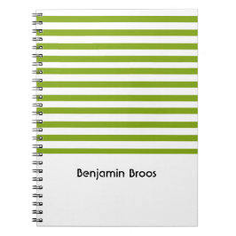 名前をカスタムする緑と白ストライプ色 ノートブック