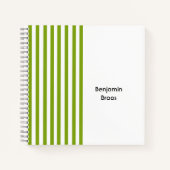 名前をカスタムする緑と白ストライプ色 ノートブック (正面)