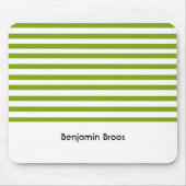 名前をカスタムする緑と白ストライプ色 マウスパッド (正面)