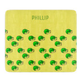 名前をカスタムする緑のサッカーヘルメット黄色 カッティングボード (正面)