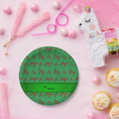 名前をカスタムする緑色のドイツ産のショートポインター犬 ペーパープレート (パーティー)