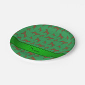 名前をカスタムする緑色のドイツ産のショートポインター犬 ペーパープレート (アングル)