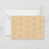 名前をカスタムする緑色のナシ模様ブラウン ノートカード (裏面)