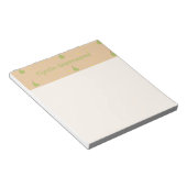 名前をカスタムする緑色のナシ模様ブラウン ノートパッド (アングル)