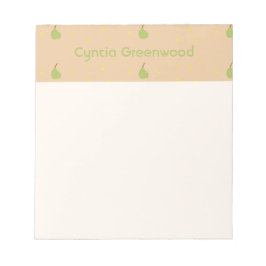 名前をカスタムする緑色のナシ模様ブラウン ノートパッド