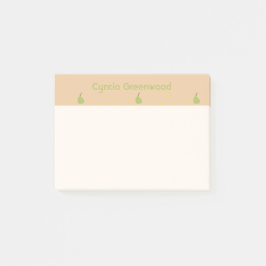 名前をカスタムする緑色のナシ模様ブラウン ポストイット