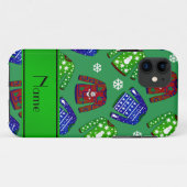 名前をカスタムする緑色の醜いクリスマスセーターの模様 Case-Mate iPhoneケース (裏面(横))