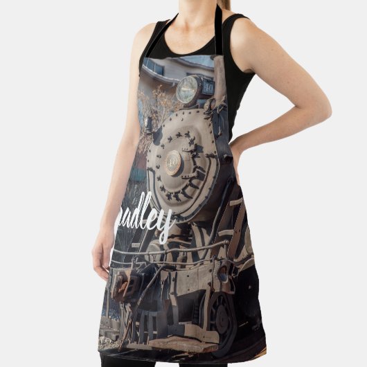 名前をカスタムする編集可能蒸気機関車ファン エプロン (インサイチュ)