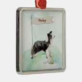 名前をカスタムする縁どコリーペットドッグ メタルオーナメント (右)