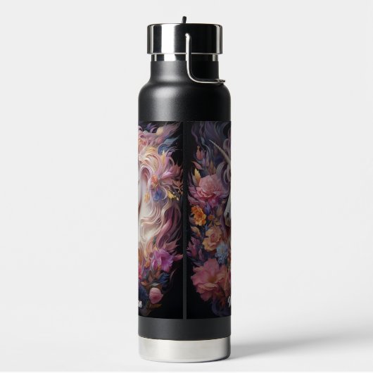 名前をカスタムする美しいユニコーン ウォーターボトル (左面)