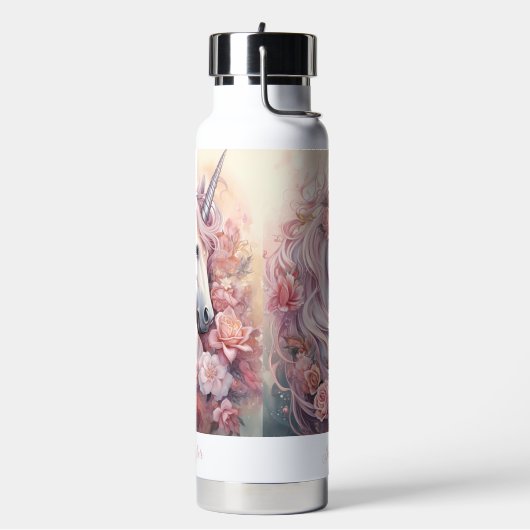 名前をカスタムする美しいユニコーン ウォーターボトル (左面)