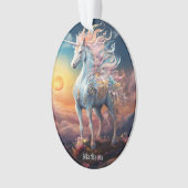 名前をカスタムする美しいユニコーン オーナメント (正面)
