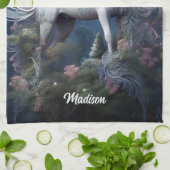 名前をカスタムする美しいユニコーン キッチンタオル (折り畳み)