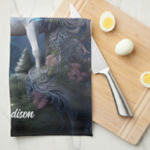 名前をカスタムする美しいユニコーン キッチンタオル (四つ折り)