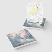 名前をカスタムする美しいユニコーン ストーンコースター (横)