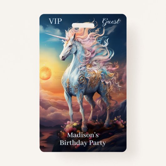 名前をカスタムする美しいユニコーン バッジ (正面)