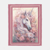 名前をカスタムする美しいユニコーン フリースブランケット (正面)