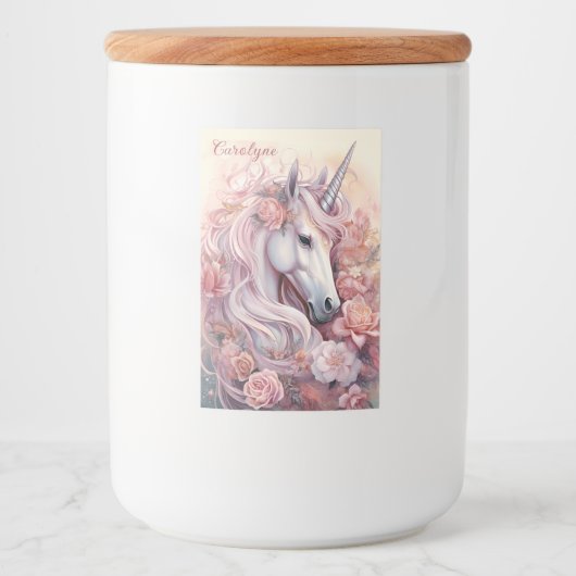 名前をカスタムする美しいユニコーン フードラベル (正面)