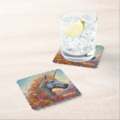 名前をカスタムする美しいユニコーン ペーパーコースター (インサイチュ)