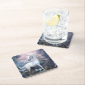 名前をカスタムする美しいユニコーン ペーパーコースター (インサイチュ)