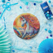 名前をカスタムする美しいユニコーン ペーパープレート (パーティー)