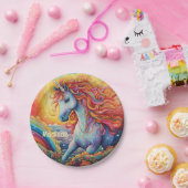 名前をカスタムする美しいユニコーン ペーパープレート (パーティー)