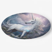 名前をカスタムする美しいユニコーン ペーパープレート (アングル)