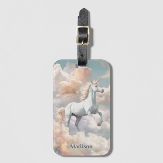 名前をカスタムする美しいユニコーン ラゲッジタグ (正面縦)