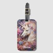 名前をカスタムする美しいユニコーン ラゲッジタグ (正面縦)