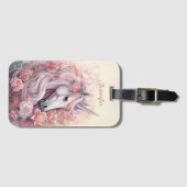 名前をカスタムする美しいユニコーン ラゲッジタグ (正面横)