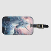 名前をカスタムする美しいユニコーン ラゲッジタグ (正面横)